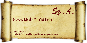 Szvatkó Adina névjegykártya
